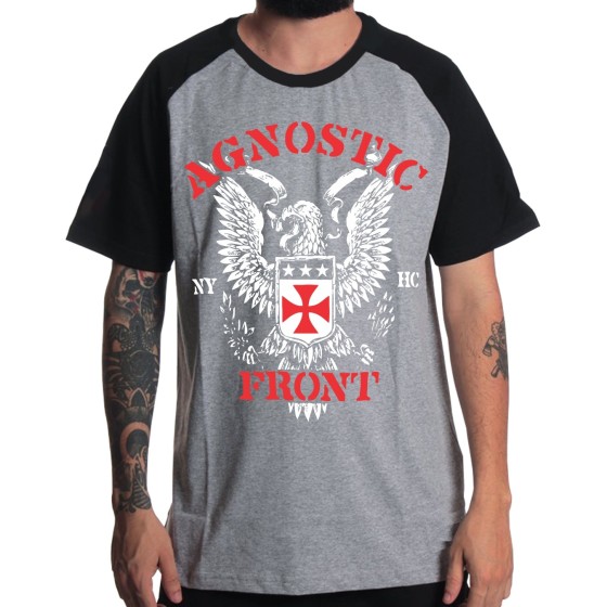 Rockwear Brasil - Camiseta Raglã Agnostic Front Rockwear Preta