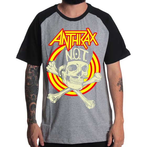 Rockwear Brasil - Camiseta Raglã Anthrax Rockwear Preta