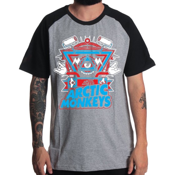 Rockwear Brasil - Camiseta Raglã Arctic Monkeys 2 Rockwear Preta