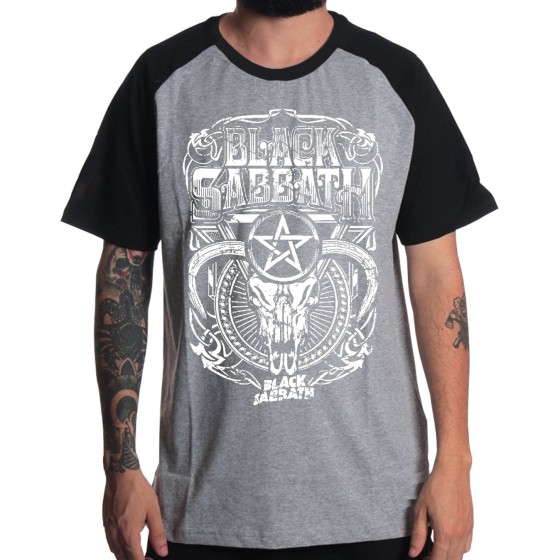Rockwear Brasil - Camiseta Raglã Black Sabbath Rockwear Preta