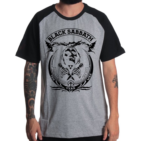 Rockwear Brasil - Camiseta Raglã Black Sabbath 2 Rockwear Preta