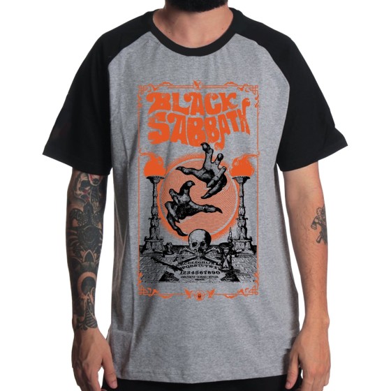 Rockwear Brasil - Camiseta Raglã Black Sabbath 6 Rockwear Preta