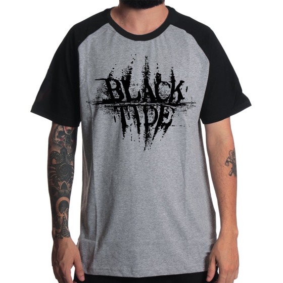 Rockwear Brasil - Camiseta Raglã Blacktide Rockwear Preta