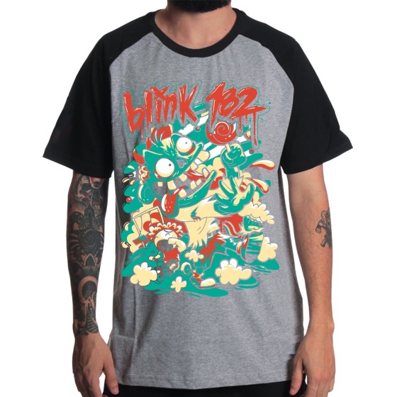 Rockwear Brasil - Camiseta Raglã Blink-182 Rockwear Preta