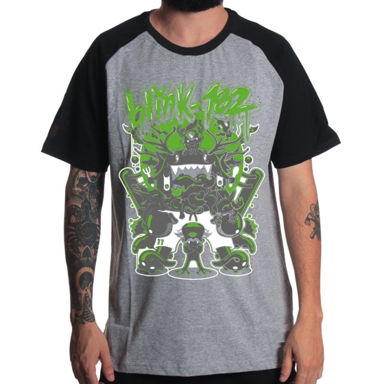 Rockwear Brasil - Camiseta Raglã Blink-182 2 Rockwear Preta
