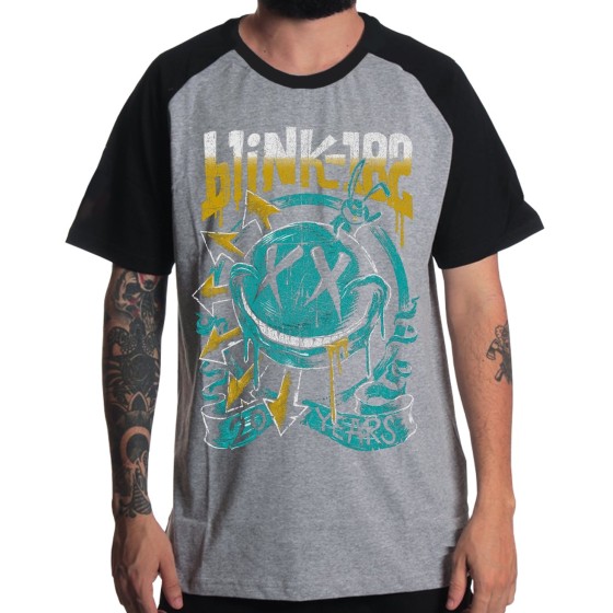 Rockwear Brasil - Camiseta Raglã Blink-182 3 Rockwear Preta