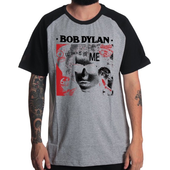 Rockwear Brasil - Camiseta Raglã Bob Dylan 2 Rockwear Preta