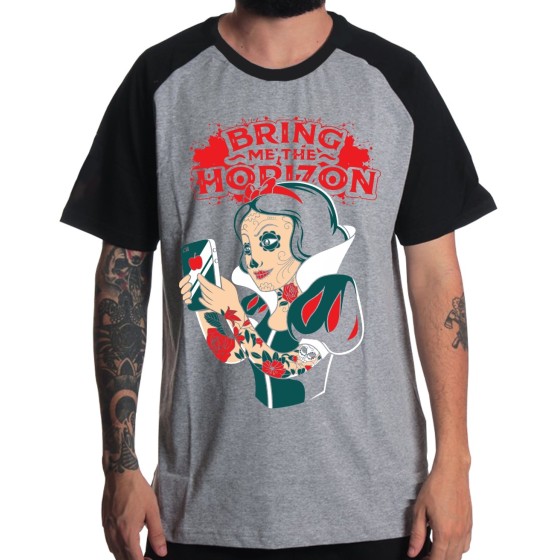 Rockwear Brasil - Camiseta Raglã Bring Me The Horizon 2 Rockwear Preta
