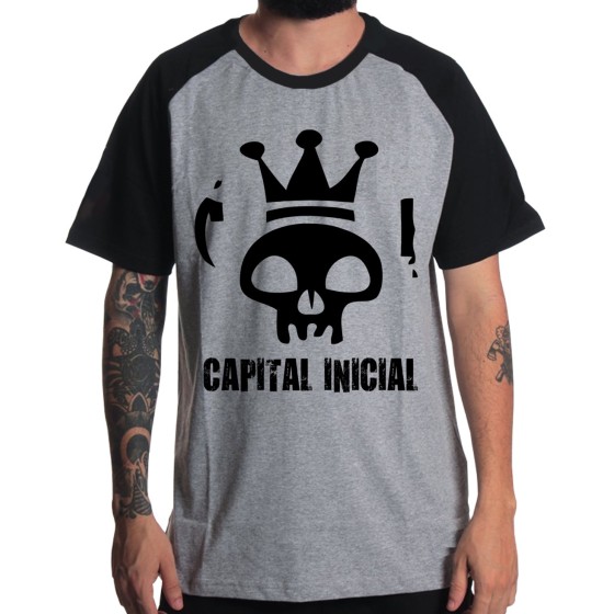 Rockwear Brasil - Camiseta Raglã Capital Inicial Rockwear Preta