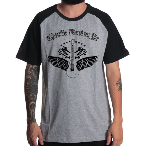 Rockwear Brasil - Camiseta Raglã Charlie Brown Jr 2 Rockwear Preta