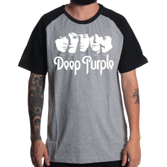 Rockwear Brasil - Camiseta Raglã Deep Purple Rockwear Preta