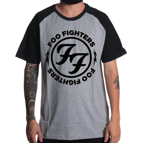 Rockwear Brasil - Camiseta Raglã Foo Fighters Rockwear Preta