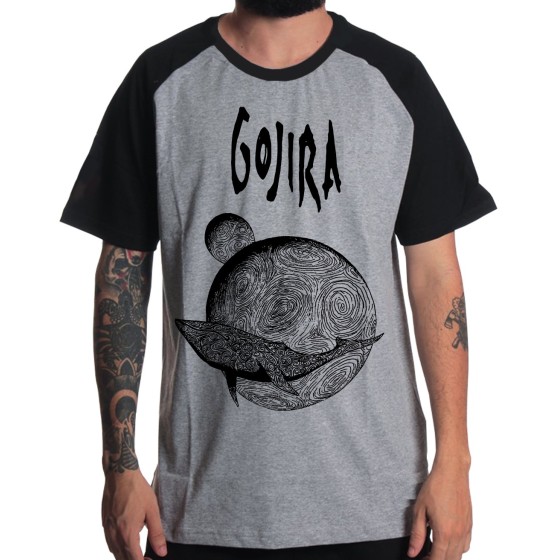 Rockwear Brasil - Camiseta Raglã Gojira Rockwear Preta