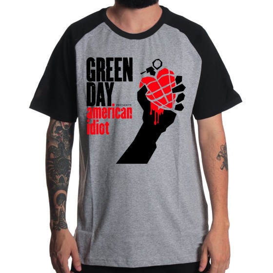 Rockwear Brasil - Camiseta Raglã Green Day Rockwear Preta