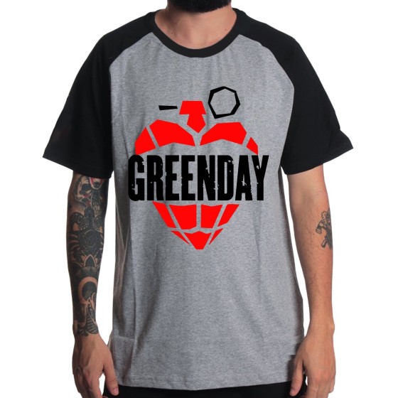 Rockwear Brasil - Camiseta Raglã Green Day 2 Rockwear Preta