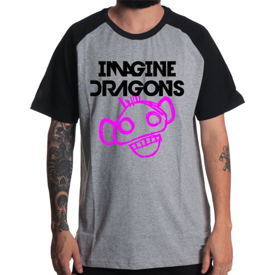Rockwear Brasil - Camiseta Raglã Imagine Dragons 3 Rockwear Preta