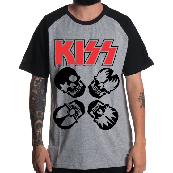 Rockwear Brasil - Camiseta Raglã KISS Rockwear Preta