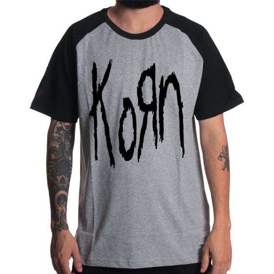 Rockwear Brasil - Camiseta Raglã Korn Rockwear Preta