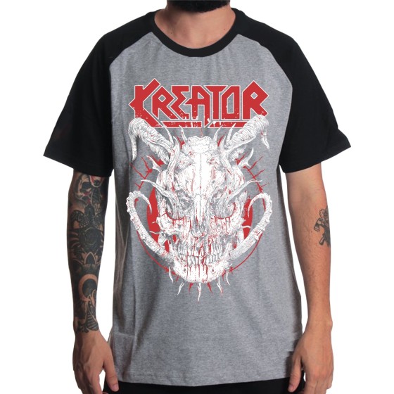 Rockwear Brasil - Camiseta Raglã Kreator 3 Rockwear Preta