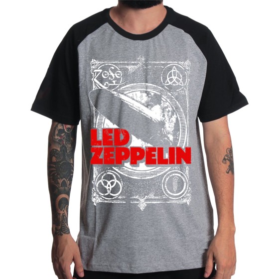 Rockwear Brasil - Camiseta Raglã Led Zeppelin 3 Rockwear Preta