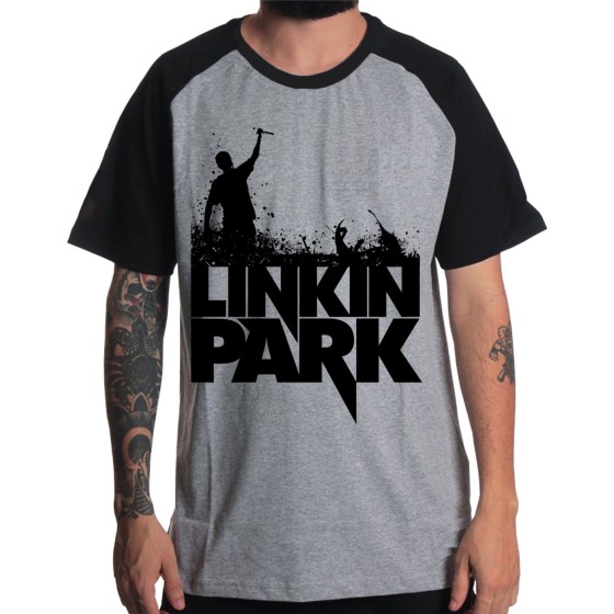 Rockwear Brasil - Camiseta Raglã Linkin Park 2 Rockwear Preta