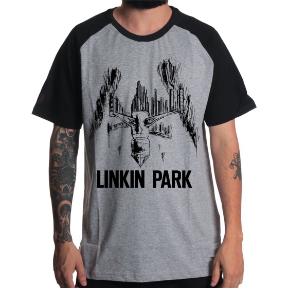 Rockwear Brasil - Camiseta Raglã Linkin Park 3 Rockwear Preta