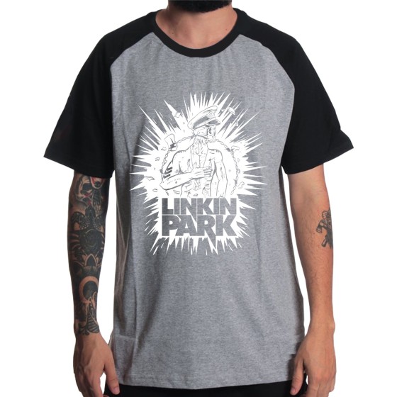 Rockwear Brasil - Camiseta Raglã Linkin Park 5 Rockwear Preta