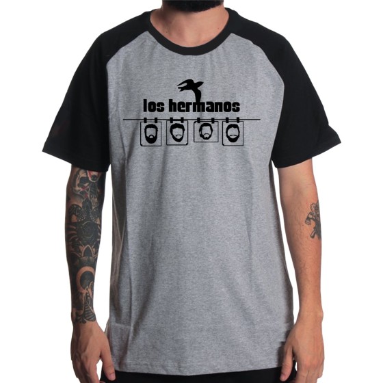 Rockwear Brasil - Camiseta Raglã Los Hermanos Rockwear Preta