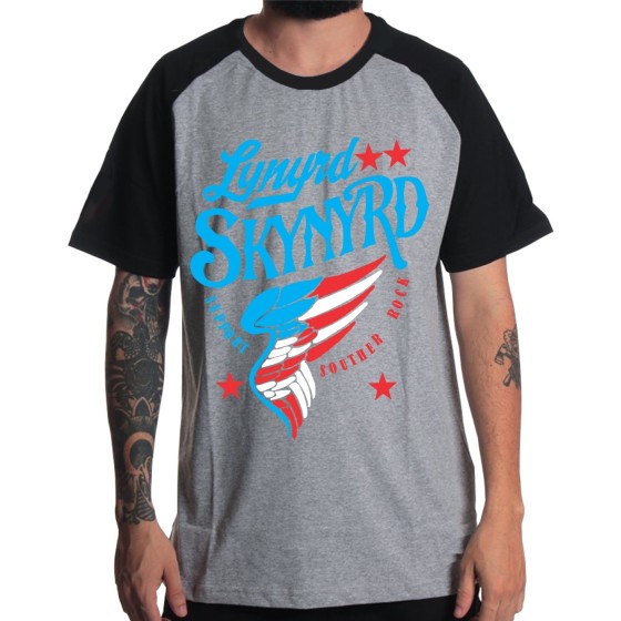 Rockwear Brasil - Camiseta Raglã Lynyrd Skynyrd 3 Rockwear Preta