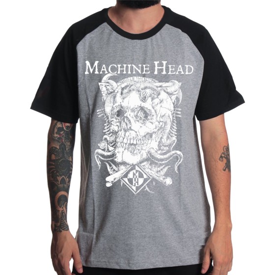 Rockwear Brasil - Camiseta Raglã Machine Head Rockwear Preta