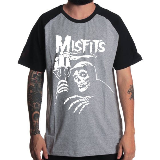 Rockwear Brasil - Camiseta Raglã Misfits 2 Rockwear Preta