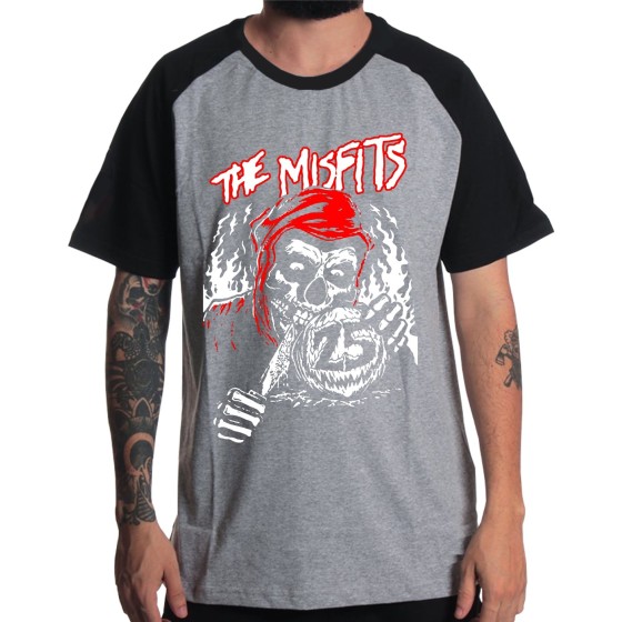 Rockwear Brasil - Camiseta Raglã Misfits 4 Rockwear Preta