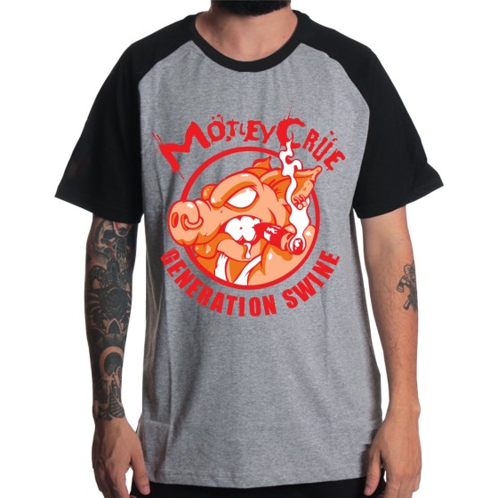 Rockwear Brasil - Camiseta Raglã Motley Crue Rockwear Preta