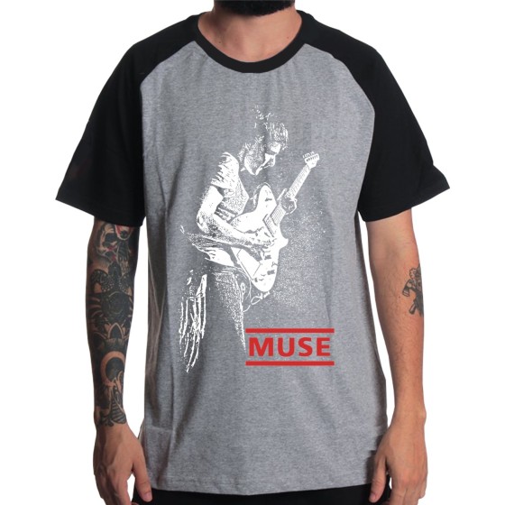Rockwear Brasil - Camiseta Raglã Muse Rockwear Preta