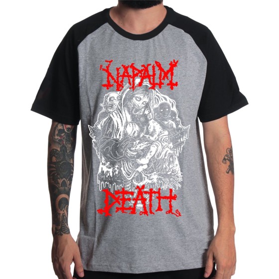 Rockwear Brasil - Camiseta Raglã Napalm Death 2 Rockwear Preta