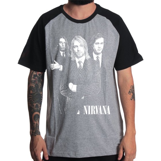 Rockwear Brasil - Camiseta Raglã Nirvana 2 Rockwear Preta
