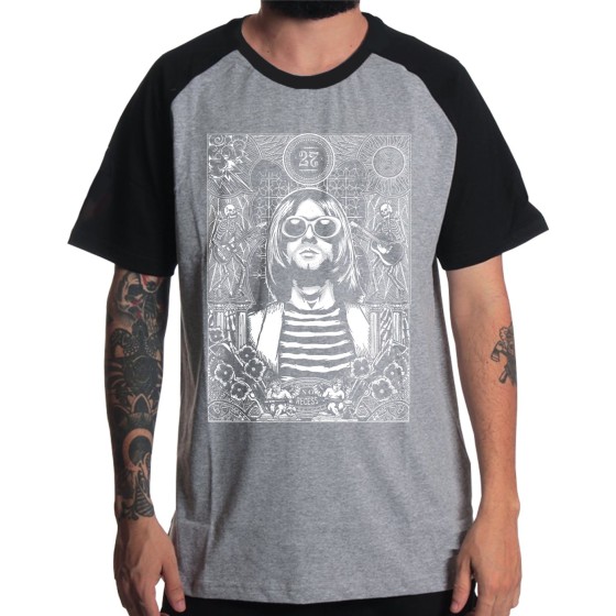Rockwear Brasil - Camiseta Raglã Nirvana 4 Rockwear Preta