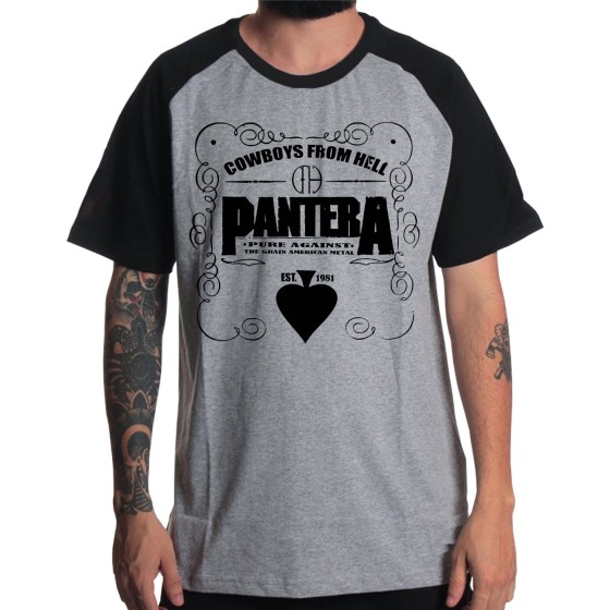 Rockwear Brasil - Camiseta Raglã Pantera 4 Rockwear Preta