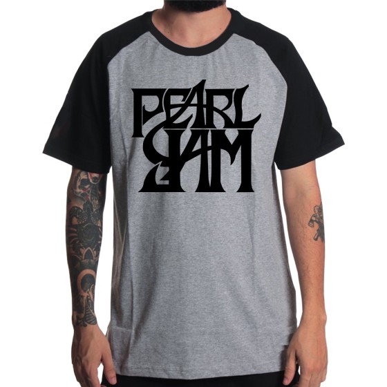 Rockwear Brasil - Camiseta Raglã Pearl Jam 2 Rockwear Preta