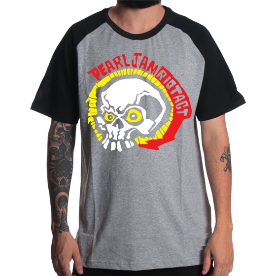 Rockwear Brasil - Camiseta Raglã Pearl Jam 3 Rockwear Preta