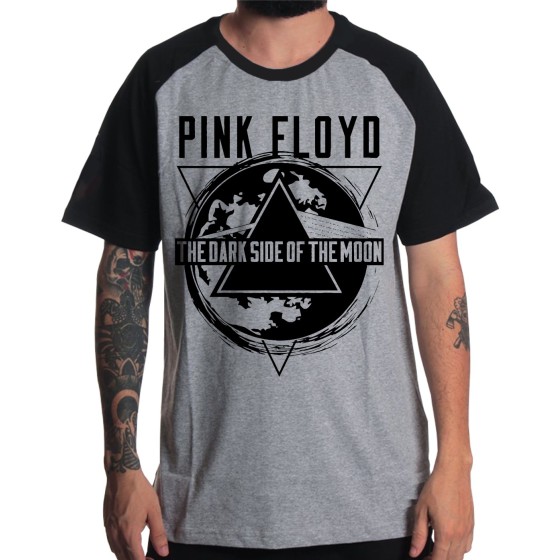 Rockwear Brasil - Camiseta Raglã Pink Floyd Rockwear Preta