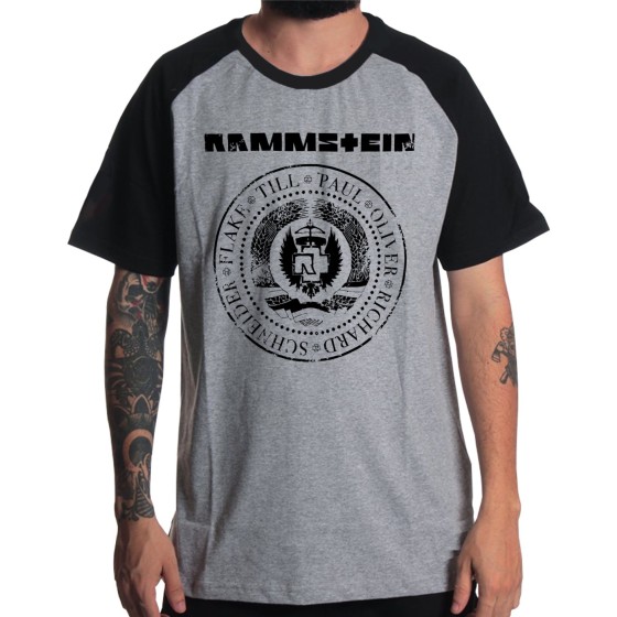 Rockwear Brasil - Camiseta Raglã Rammstein 2 Rockwear Preta