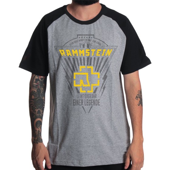 Rockwear Brasil - Camiseta Raglã Rammstein 3 Rockwear Preta