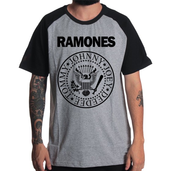 Rockwear Brasil - Camiseta Raglã Ramones Rockwear Preta