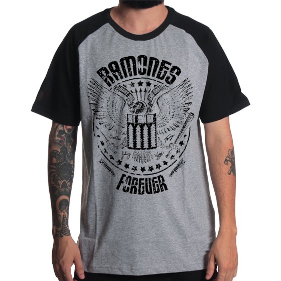 Rockwear Brasil - Camiseta Raglã Ramones 2 Rockwear Preta