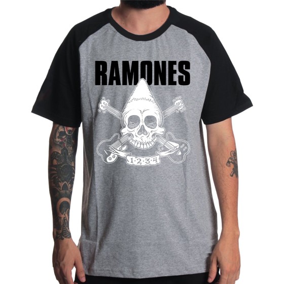 Rockwear Brasil - Camiseta Raglã Ramones 3 Rockwear Preta