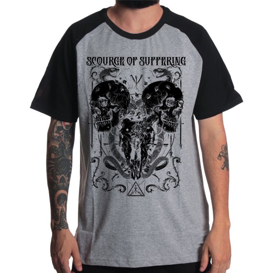 Rockwear Brasil - Camiseta Raglã Scourge Of Suffering Rockwear Preta
