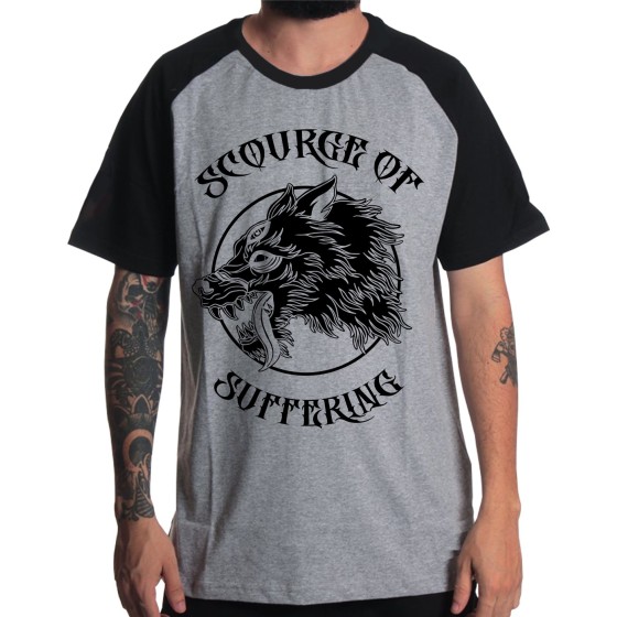 Rockwear Brasil - Camiseta Raglã Scourge Of Suffering 2 Rockwear Preta