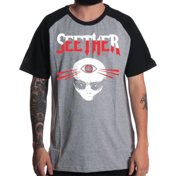 Rockwear Brasil - Camiseta Raglã Seether Rockwear Preta