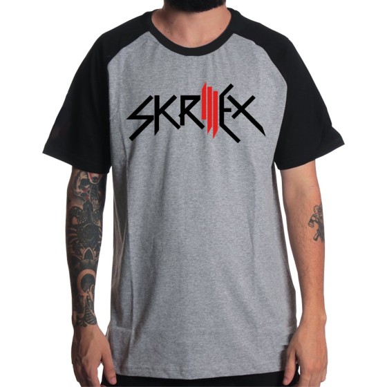 Rockwear Brasil - Camiseta Raglã Skrillex Rockwear Preta